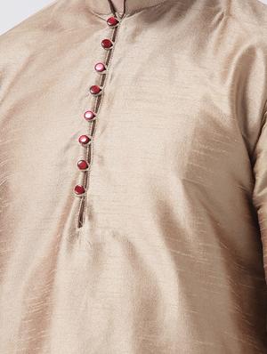 khakhi pure silk dhoti kurta set - 16567381 - Standard Image - 4