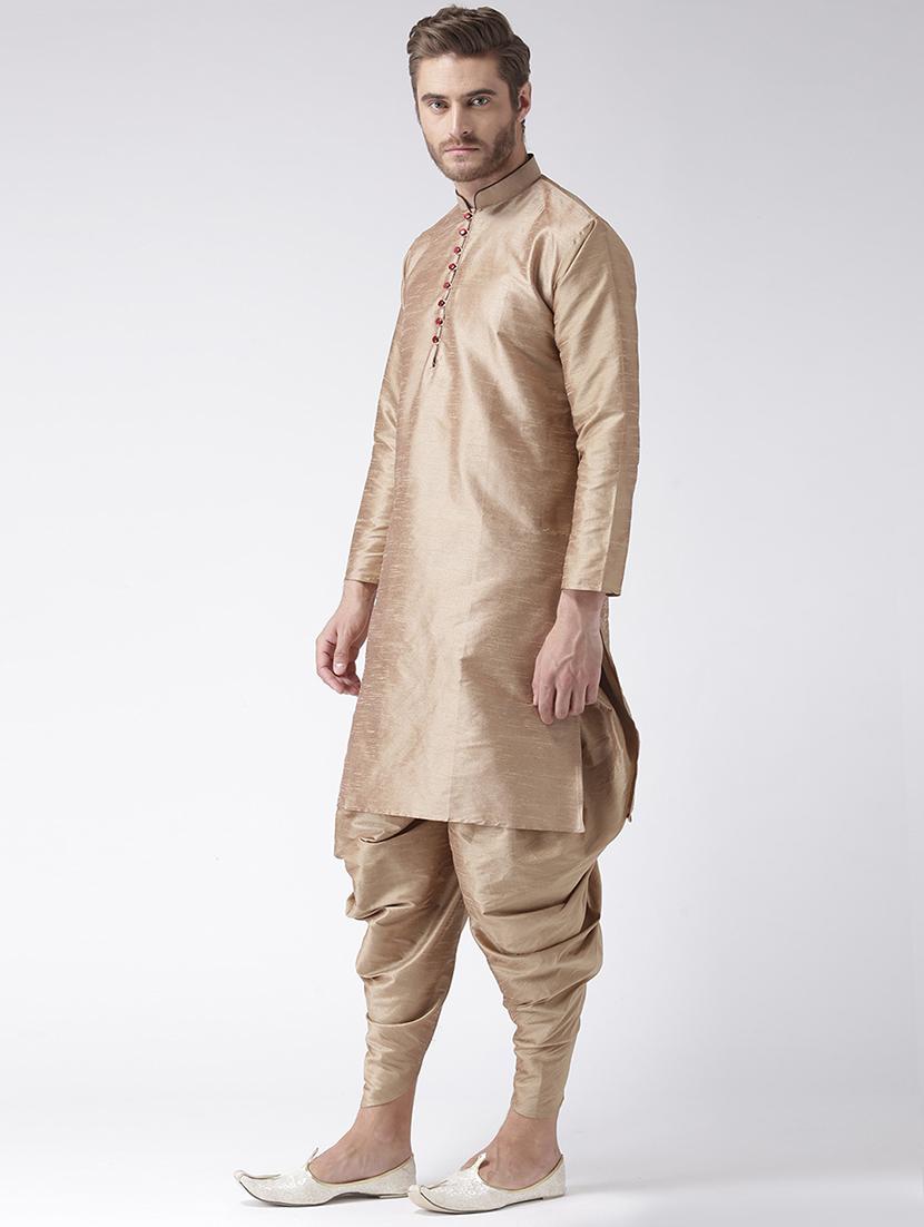 khakhi pure silk dhoti kurta set - 16567381 - Zoom Image - 2