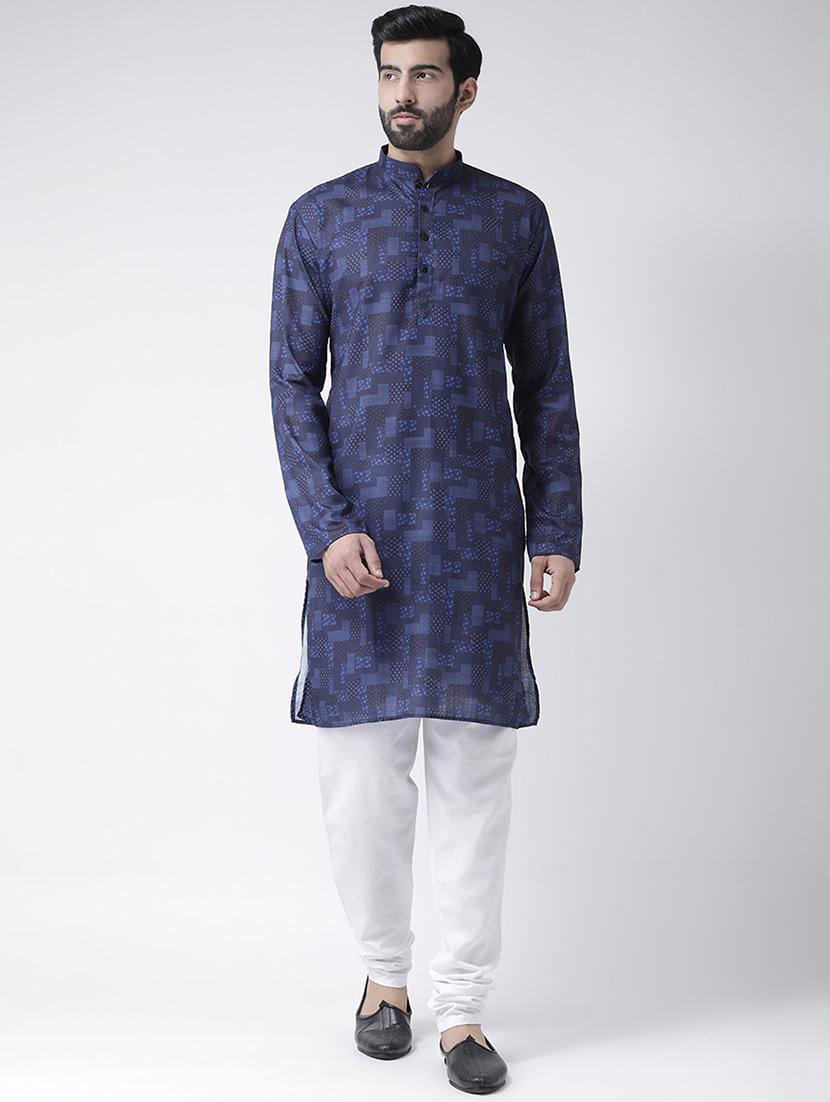navy blue printed kurta pyjama set - 16567412 - Zoom Image - 1