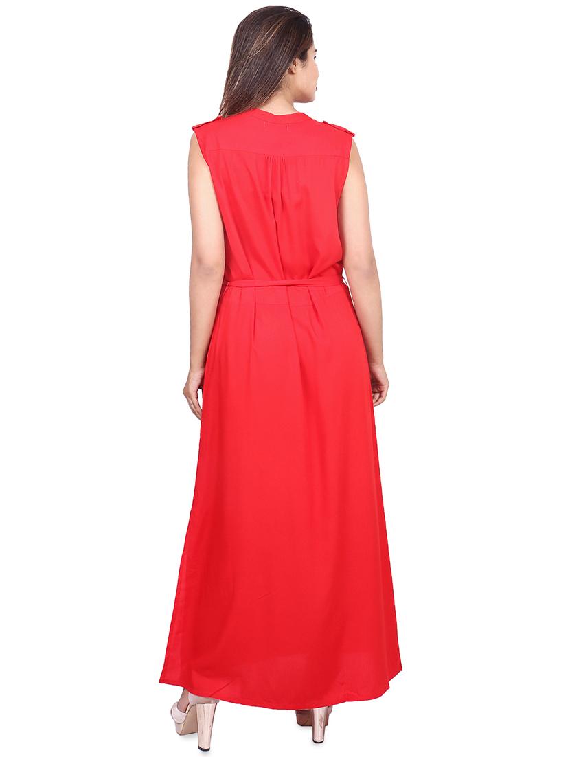 tie front button detail maxi dress - 16567589 - Zoom Image - 3