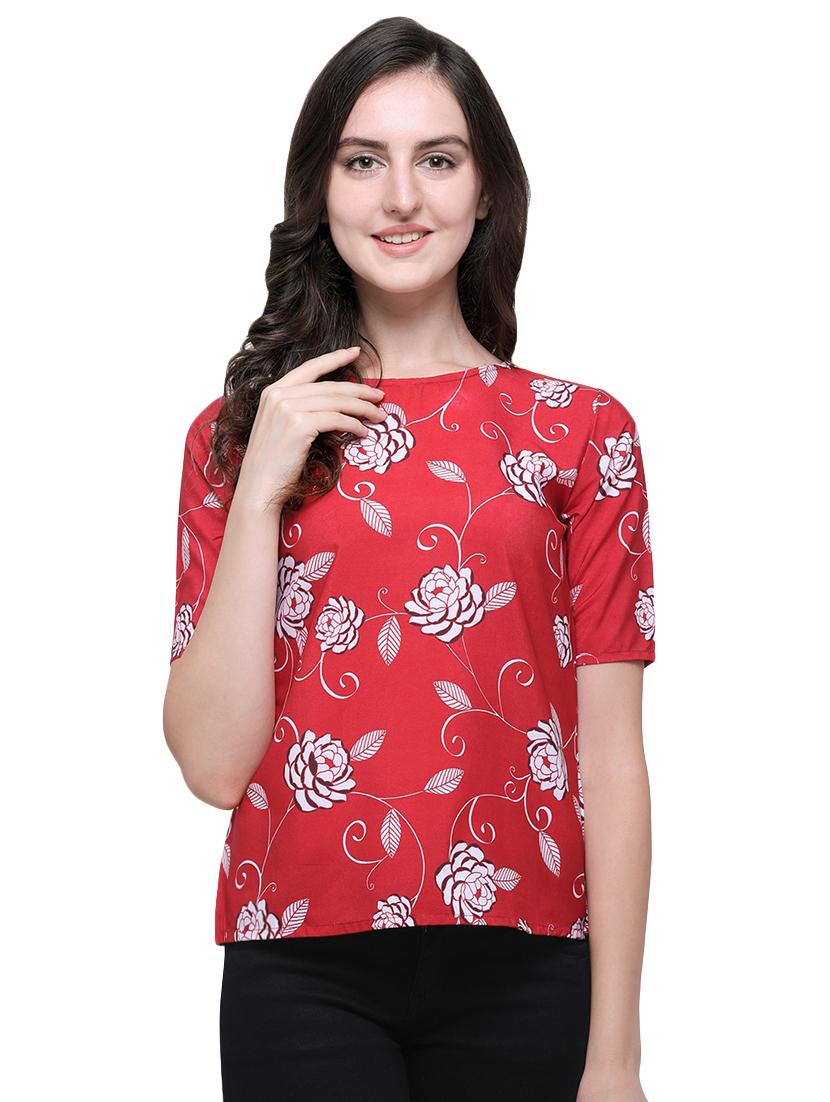 boat neck floral print top - 16567649 - Zoom Image - 1