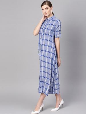 button up checkered a-line dress - 16567680 - Standard Image - 2