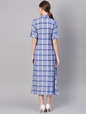 button up checkered a-line dress - 16567680 - Standard Image - 3