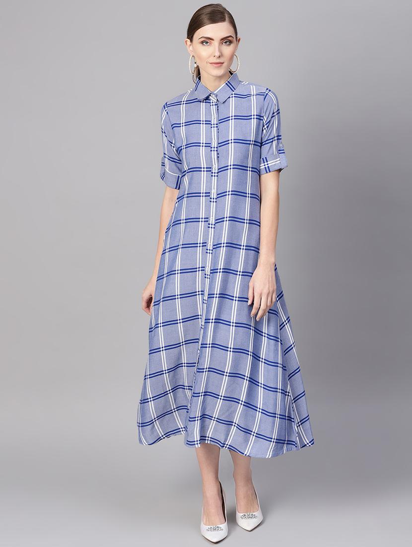 button up checkered a-line dress - 16567680 - Zoom Image - 1