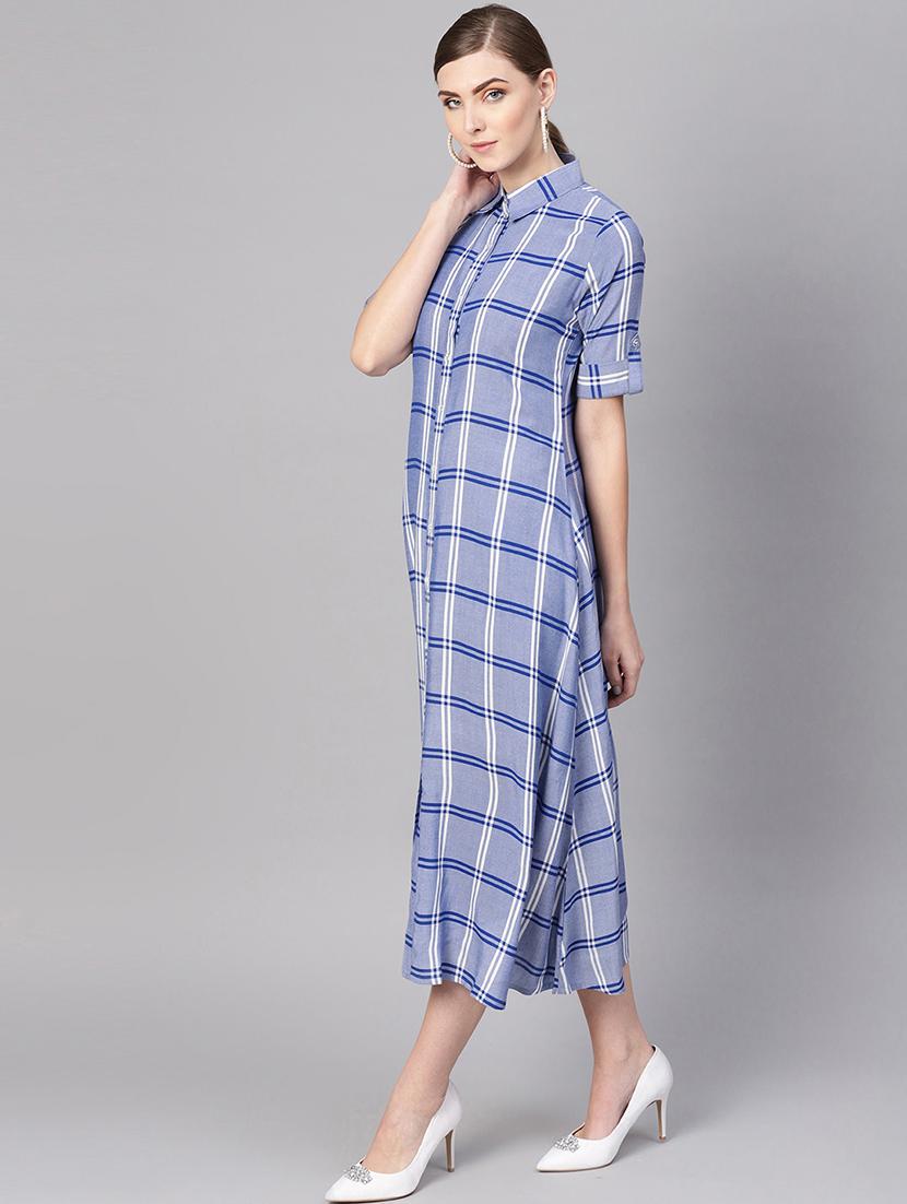button up checkered a-line dress - 16567680 - Zoom Image - 2