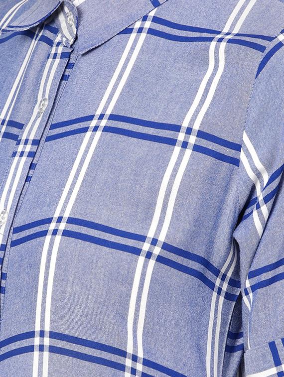 button up checkered a-line dress - 16567680 - Zoom Image - 4