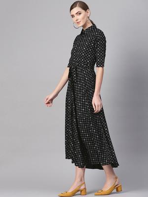 tie front printed flared dress - 16567685 - Standard Image - 2