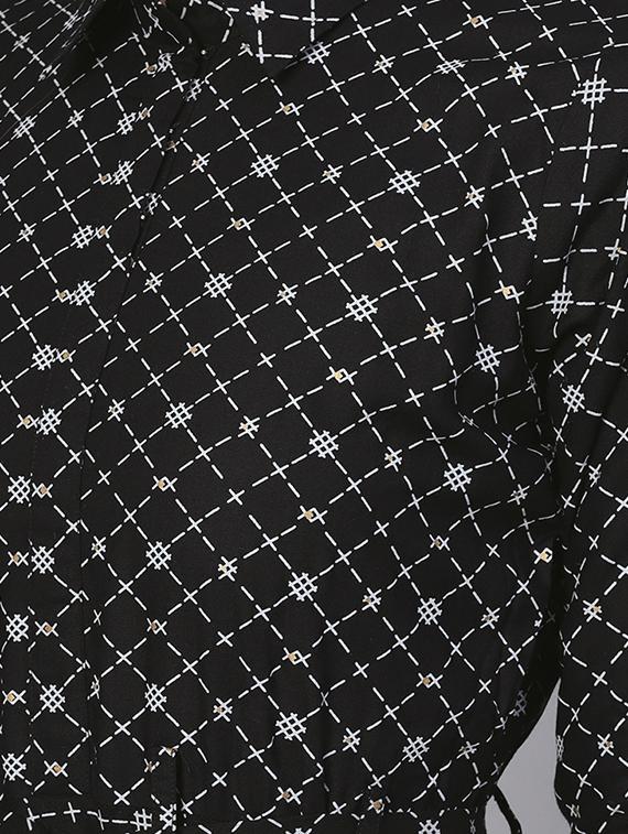 tie front printed flared dress - 16567685 - Zoom Image - 4