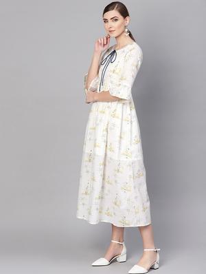 tie up neck bell sleeved a-line dress - 16567687 - Standard Image - 2