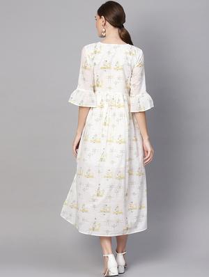 tie up neck bell sleeved a-line dress - 16567687 - Standard Image - 3