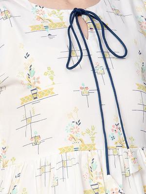 tie up neck bell sleeved a-line dress - 16567687 - Standard Image - 4