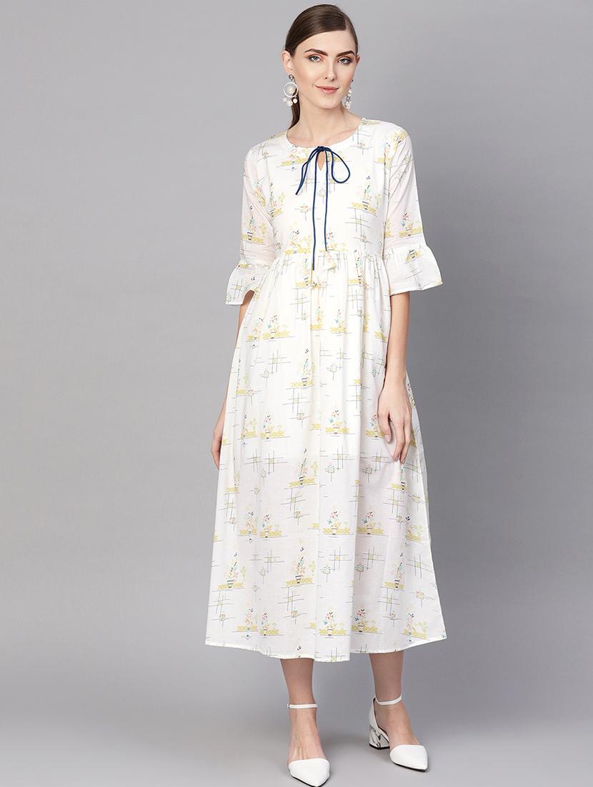 tie up neck bell sleeved a-line dress - 16567687 - Zoom Image - 1