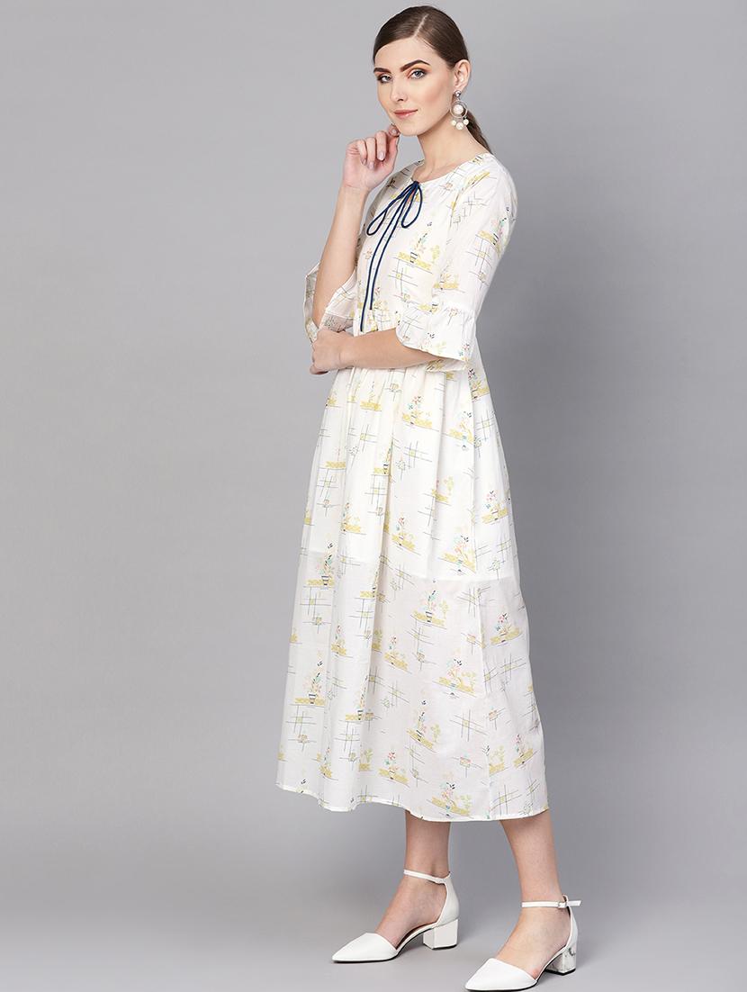 tie up neck bell sleeved a-line dress - 16567687 - Zoom Image - 2