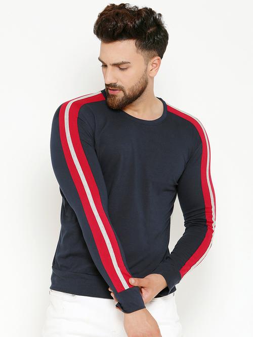 navy blue taped t-shirt - 16567835 - Standard Image - 1