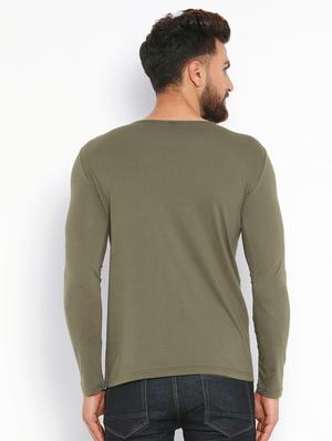 olive green solid pocket t-shirt - 16567864 - Standard Image - 3