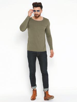 olive green solid pocket t-shirt - 16567864 - Standard Image - 4