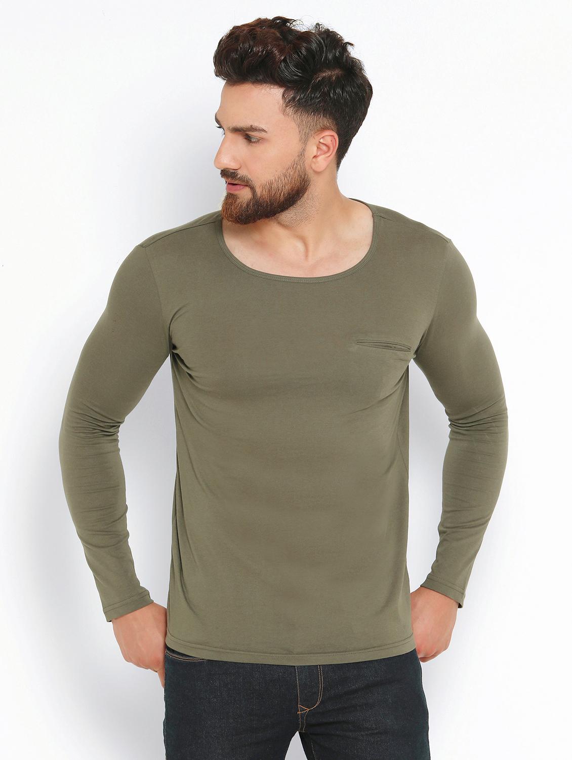 olive green solid pocket t-shirt - 16567864 - Zoom Image - 1