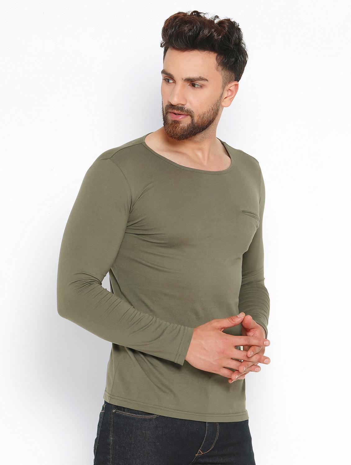 olive green solid pocket t-shirt - 16567864 - Zoom Image - 2