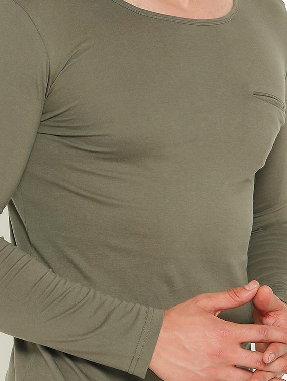 olive green solid pocket t-shirt - 16567864 - Zoom Image - 5