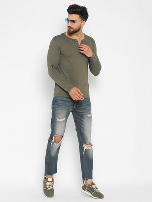 olive green solid t-shirt - 16567866 - Standard Image - 4