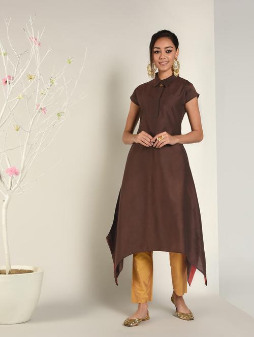 solid asymmetric kurta - 16568767 - Standard Image - 1