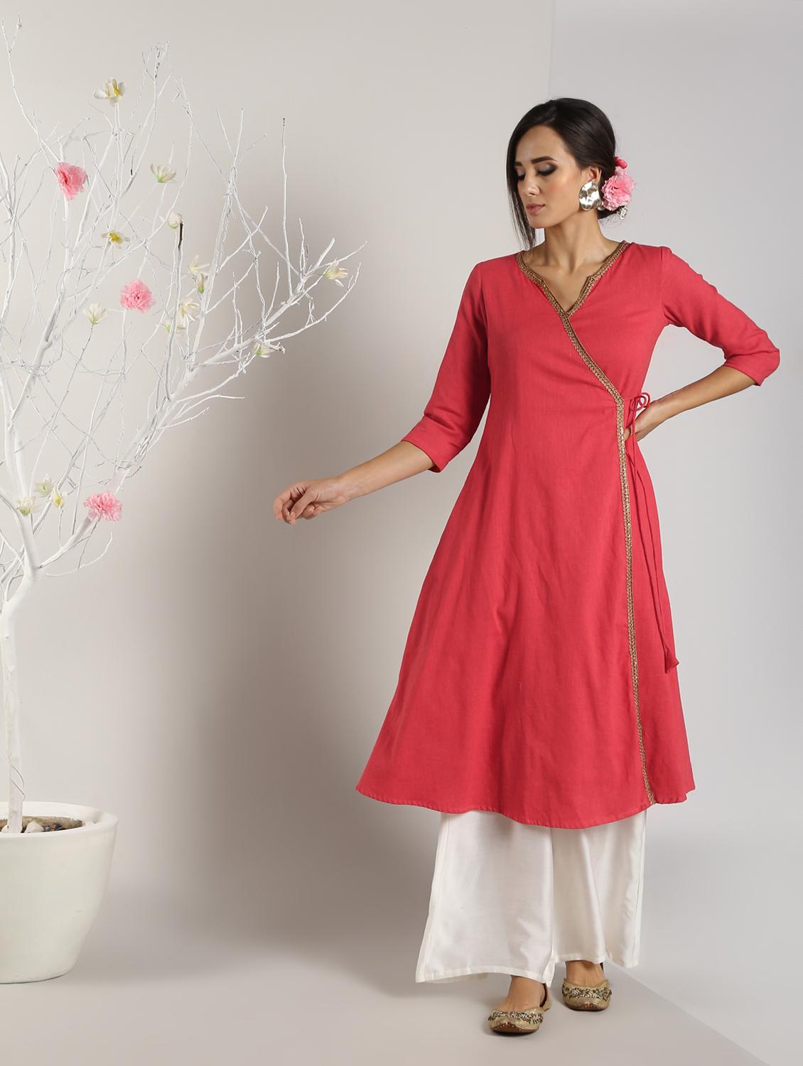 solid angrakha kurta - 16568771 - Zoom Image - 1