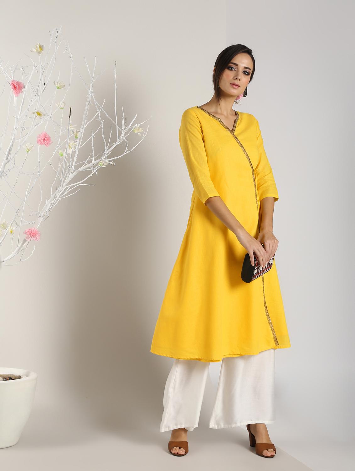 solid angrakha kurta - 16568772 - Zoom Image - 1