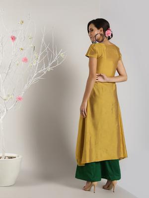 solid high-low silk kurta - 16568796 - Standard Image - 3