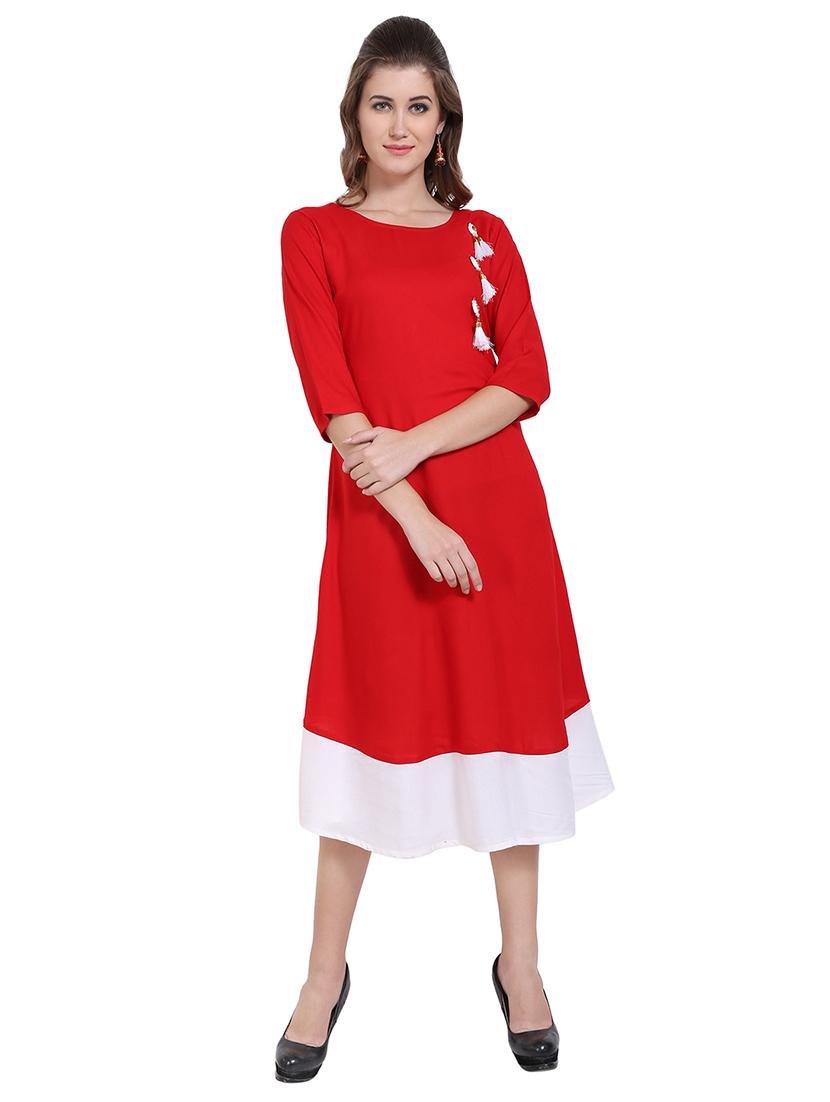 tassel detail contrast hem a-line dress - 16568865 - Zoom Image - 1