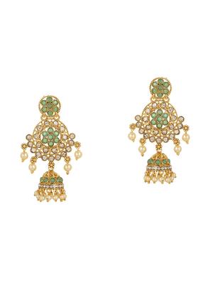 green brass jhumka earring - 16568978 - Standard Image - 2