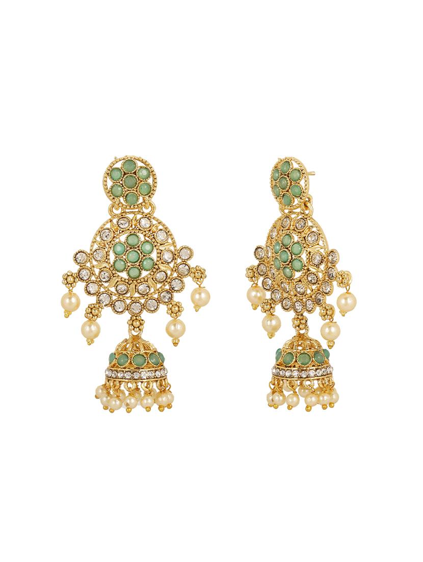 green brass jhumka earring - 16568978 - Zoom Image - 3