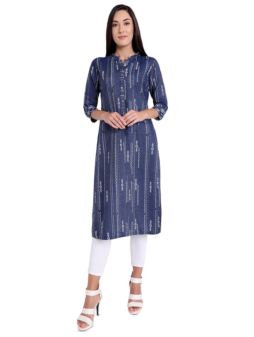 denim a-line kurta - 16569157 - Zoom Image - 1