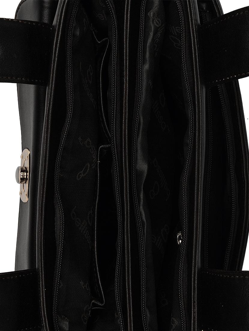 black leatherette (pu) regular handbag - 16569257 - Zoom Image - 3