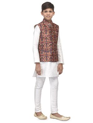 white silk kurta set - 16569757 - Standard Image - 2