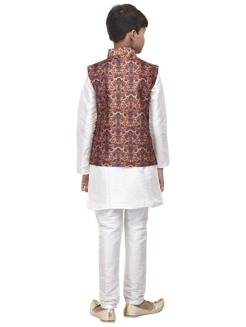 white silk kurta set - 16569757 - Zoom Image - 3