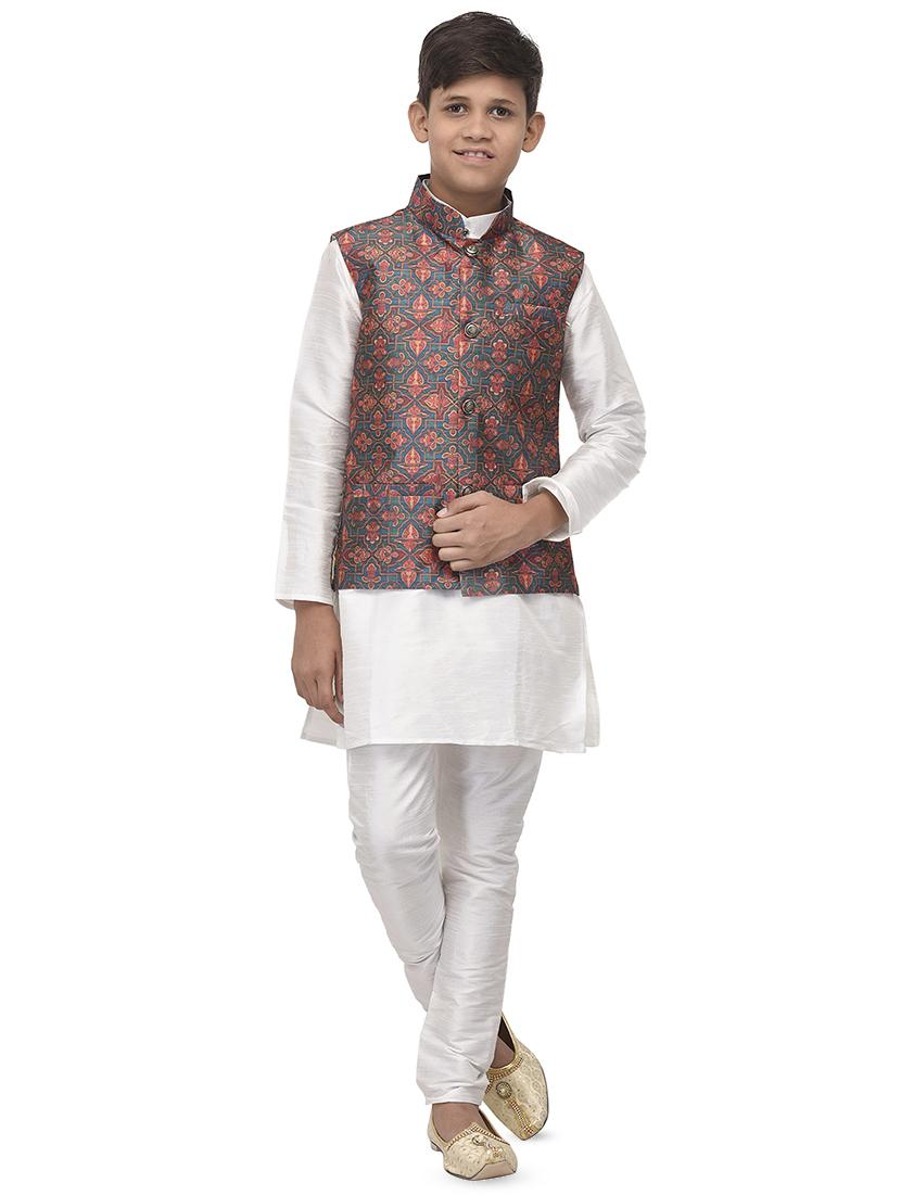 white silk kurta set - 16569759 - Zoom Image - 1