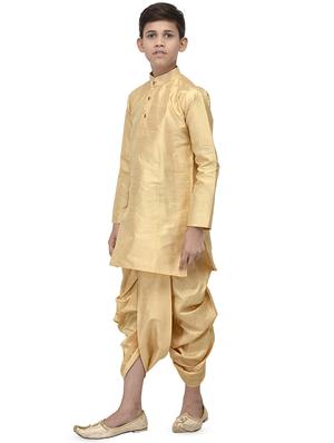 gold silk dhoti kurta set - 16569781 - Standard Image - 2