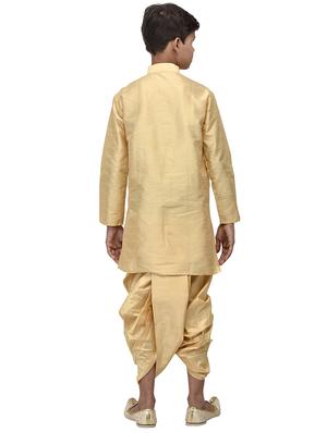 gold silk dhoti kurta set - 16569781 - Standard Image - 3