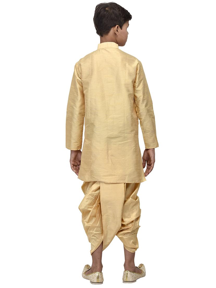 gold silk dhoti kurta set - 16569781 - Zoom Image - 3