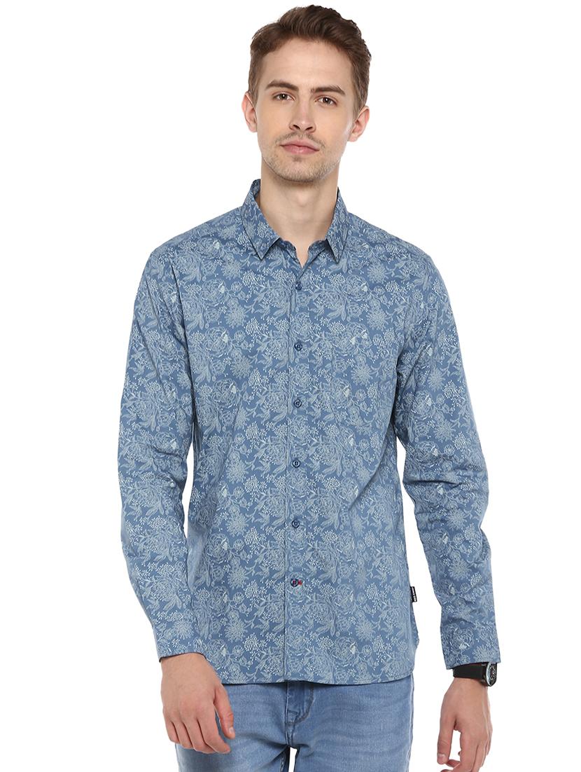 blue floral print casual shirt - 16570183 - Zoom Image - 1