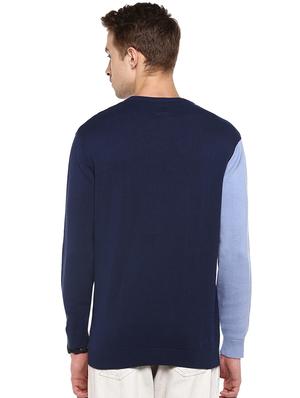 navy blue color block pullover - 16570203 - Standard Image - 3