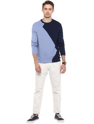 navy blue color block pullover - 16570203 - Standard Image - 4
