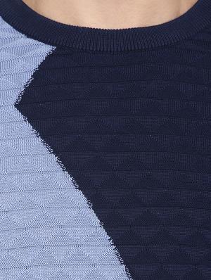 navy blue color block pullover - 16570203 - Standard Image - 5
