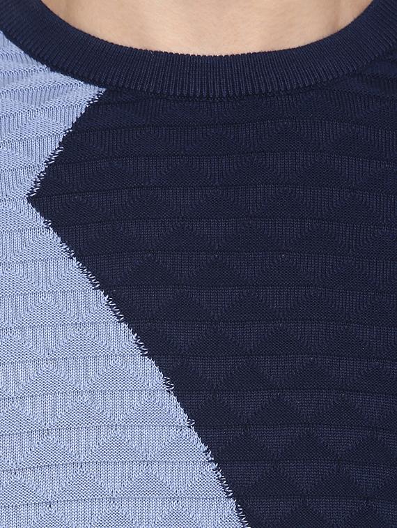 navy blue color block pullover - 16570203 - Zoom Image - 5