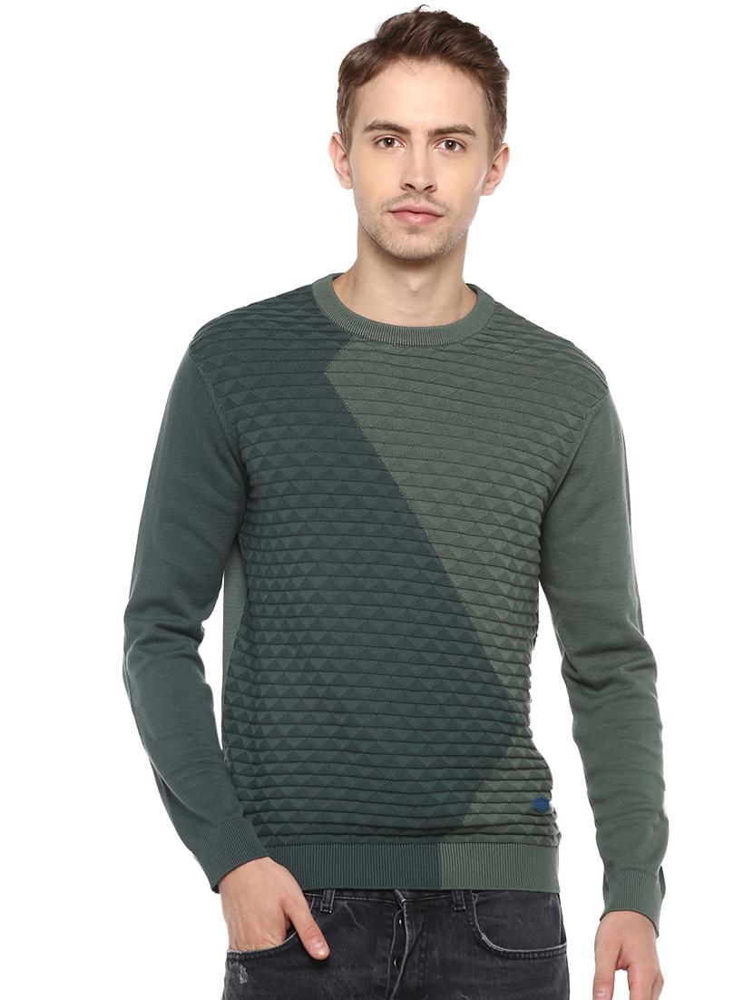 green color block pullover - 16570204 - Zoom Image - 1
