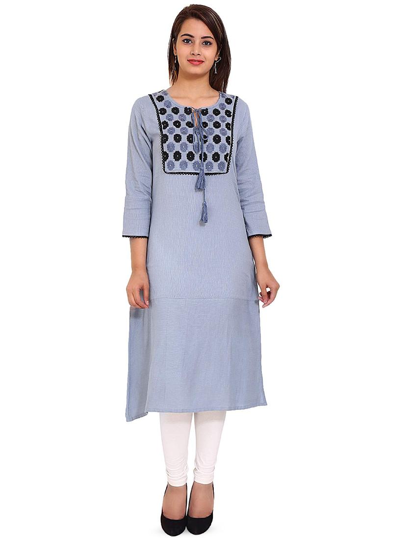 embroidered straight kurta - 16570301 - Zoom Image - 1
