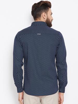 navy blue printed casual shirt - 16570654 - Standard Image - 3