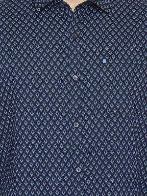 navy blue printed casual shirt - 16570654 - Standard Image - 5