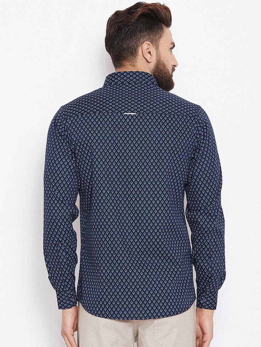 navy blue printed casual shirt - 16570654 - Zoom Image - 3