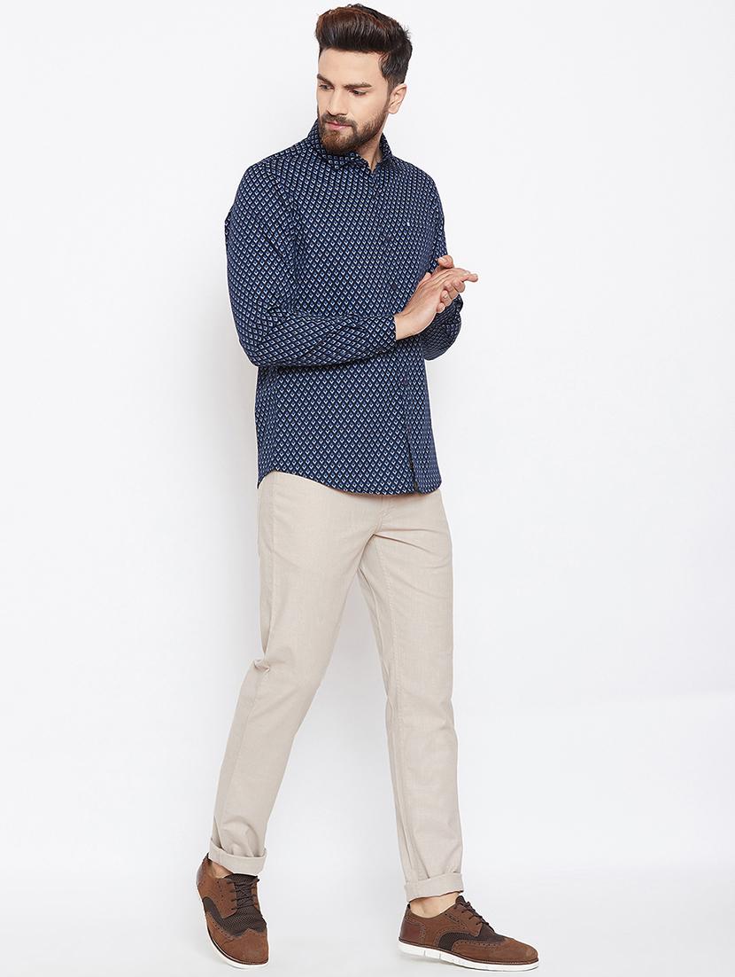 navy blue printed casual shirt - 16570654 - Zoom Image - 4